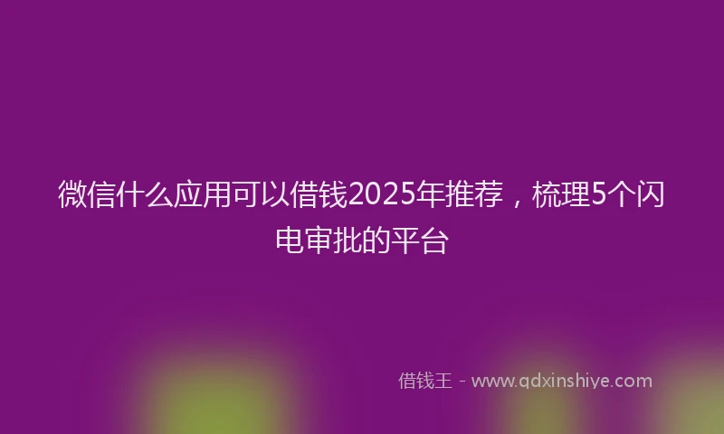微信什么应用可以借钱2025年推荐，梳理5个闪电审批的平台