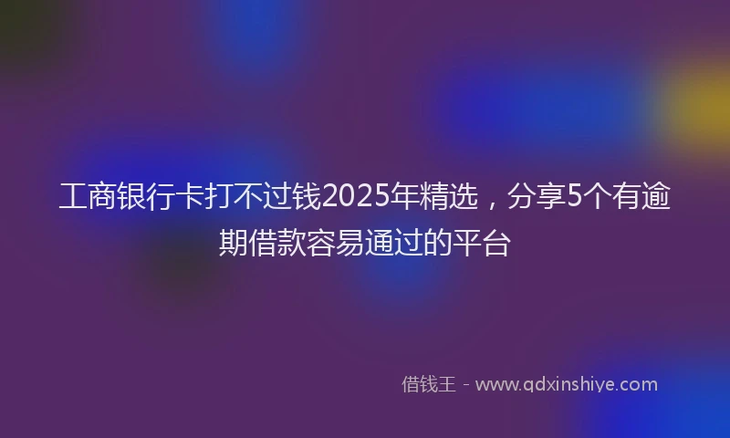 工商银行卡打不过钱2025年精选，分享5个有逾期借款容易通过的平台