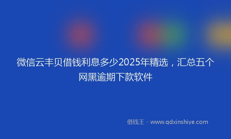 微信云丰贝借钱利息多少2025年精选，汇总五个网黑逾期下款软件