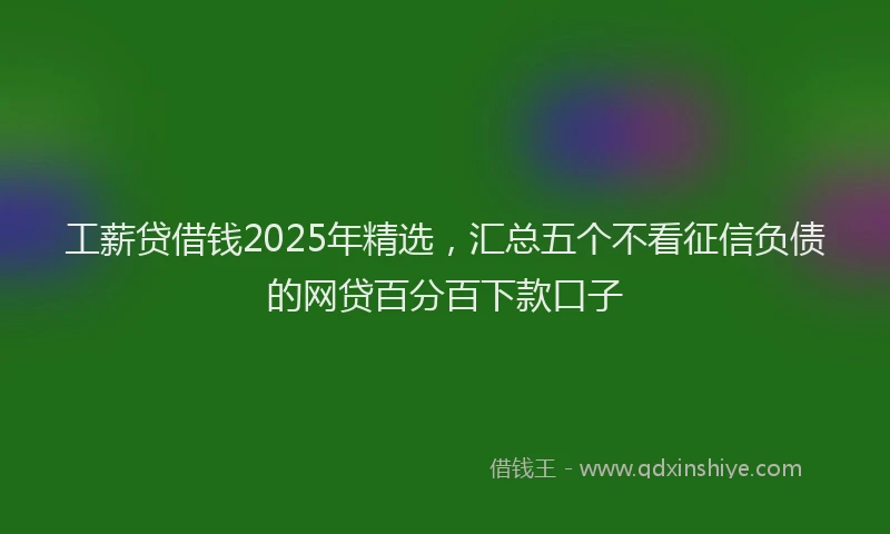 工薪贷借钱2025年精选，汇总五个不看征信负债的网贷百分百下款口子