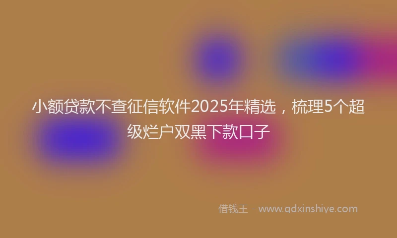 小额贷款不查征信软件2025年精选，梳理5个超级烂户双黑下款口子