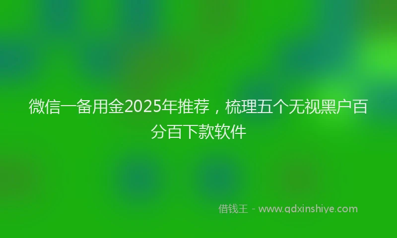 微信一备用金2025年推荐，梳理五个无视黑户百分百下款软件
