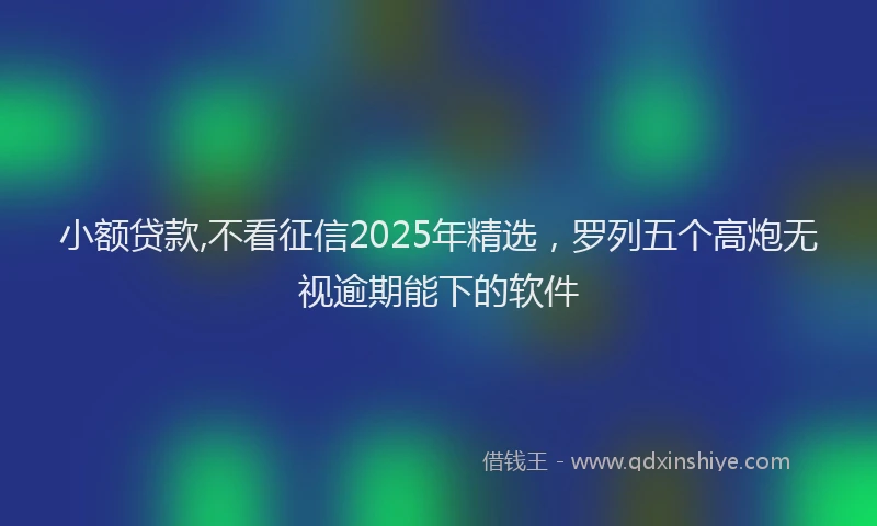 小额贷款,不看征信2025年精选，罗列五个高炮无视逾期能下的软件