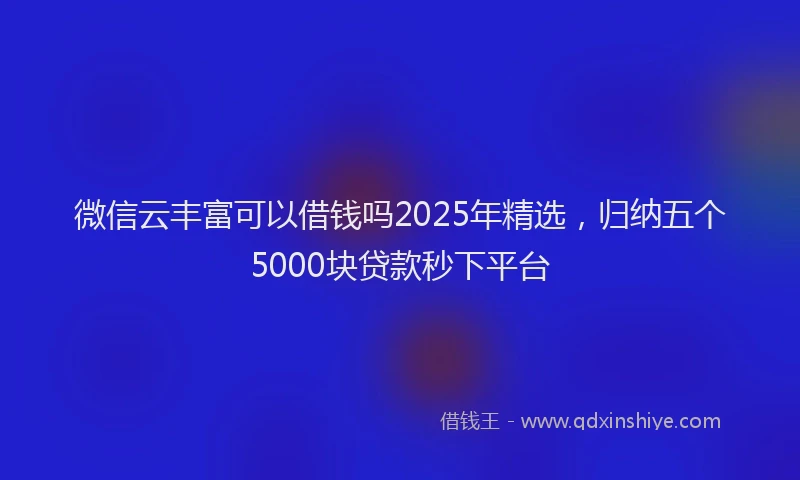 微信云丰富可以借钱吗2025年精选，归纳五个5000块贷款秒下平台
