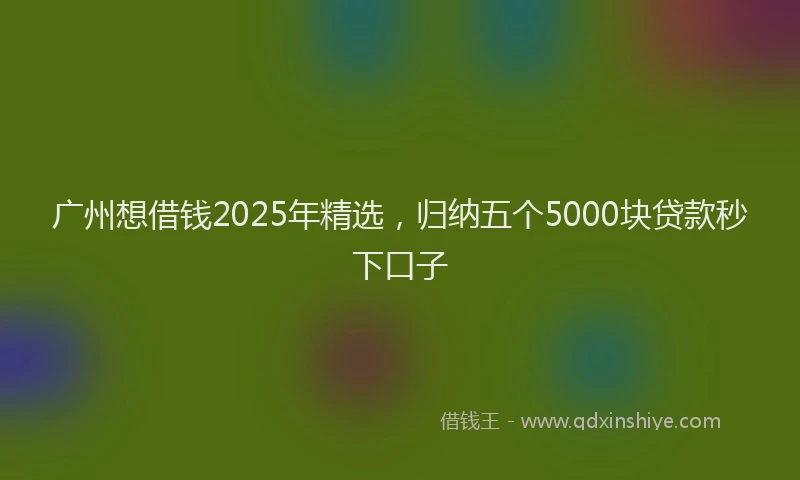 广州想借钱2025年精选，归纳五个5000块贷款秒下口子