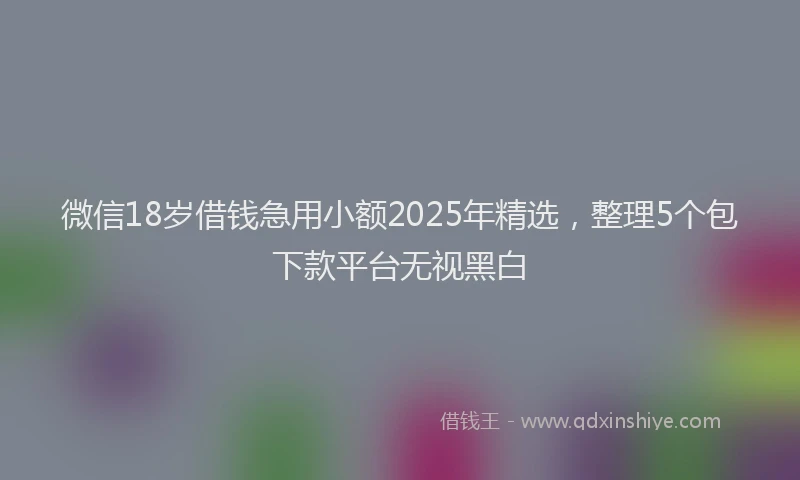 微信18岁借钱急用小额2025年精选，整理5个包下款平台无视黑白