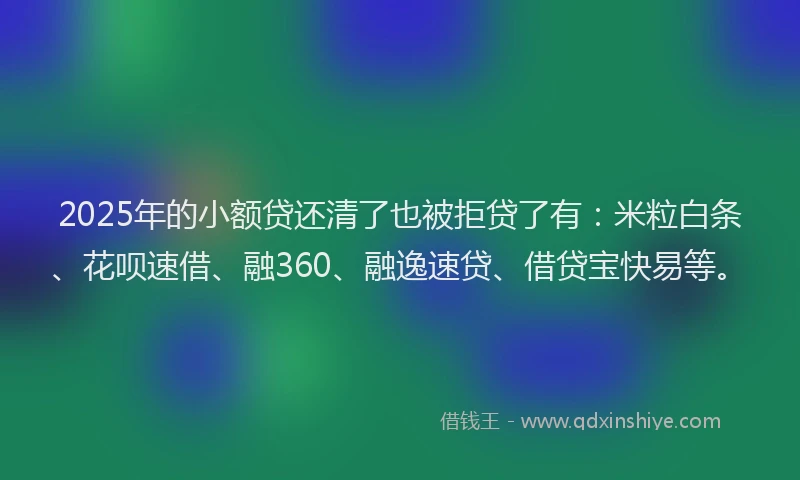 2025年的小额贷还清了也被拒贷了有：米粒白条、花呗速借、融360、融逸速贷、借贷宝快易等。