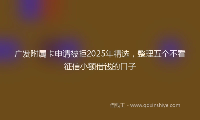 广发附属卡申请被拒2025年精选，整理五个不看征信小额借钱的口子
