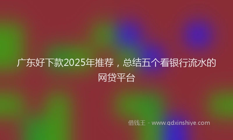 广东好下款2025年推荐，总结五个看银行流水的网贷平台
