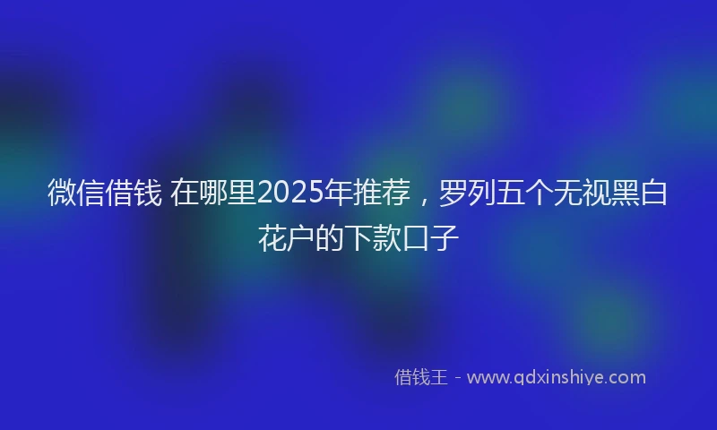 微信借钱 在哪里2025年推荐，罗列五个无视黑白花户的下款口子