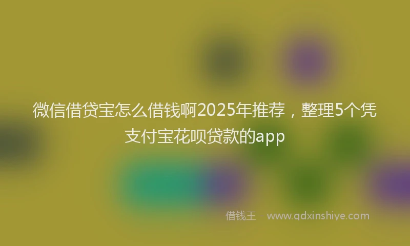 微信借贷宝怎么借钱啊2025年推荐，整理5个凭支付宝花呗贷款的app