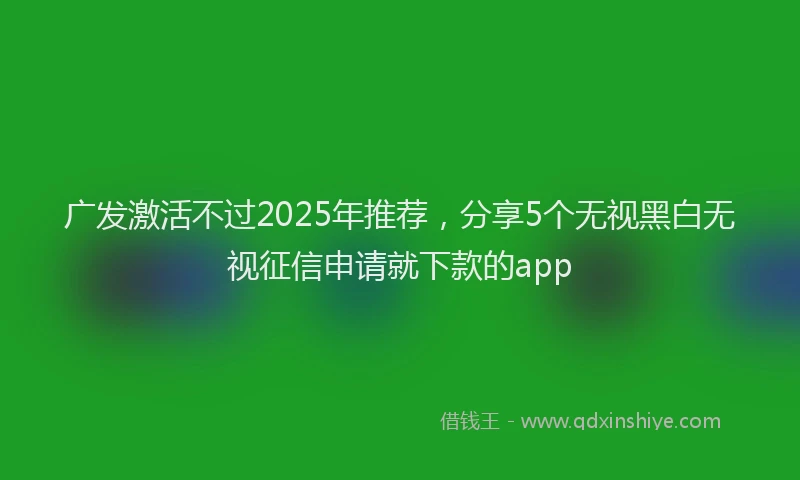 广发激活不过2025年推荐，分享5个无视黑白无视征信申请就下款的app