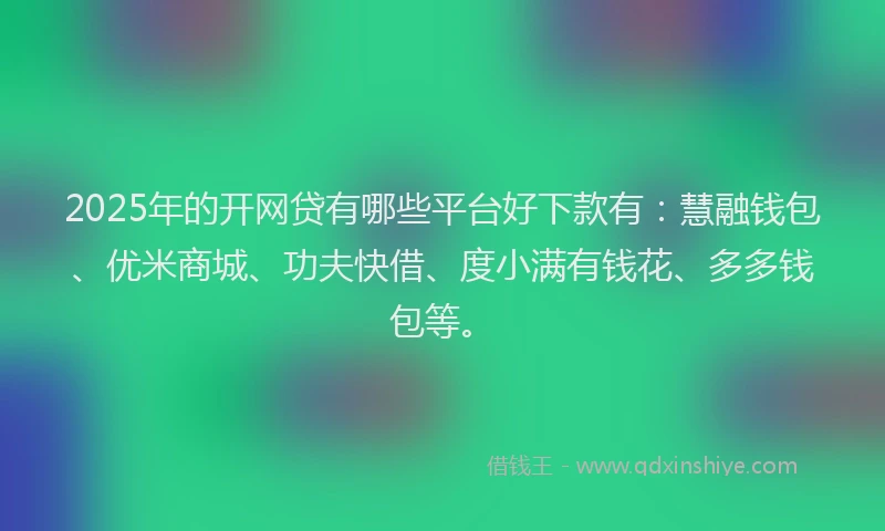 2025年的开网贷有哪些平台好下款有：慧融钱包、优米商城、功夫快借、度小满有钱花、多多钱包等。