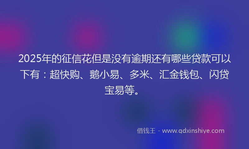 2025年的征信花但是没有逾期还有哪些贷款可以下有:超快购、鹅小易、多米、汇金钱包、闪贷宝易等。