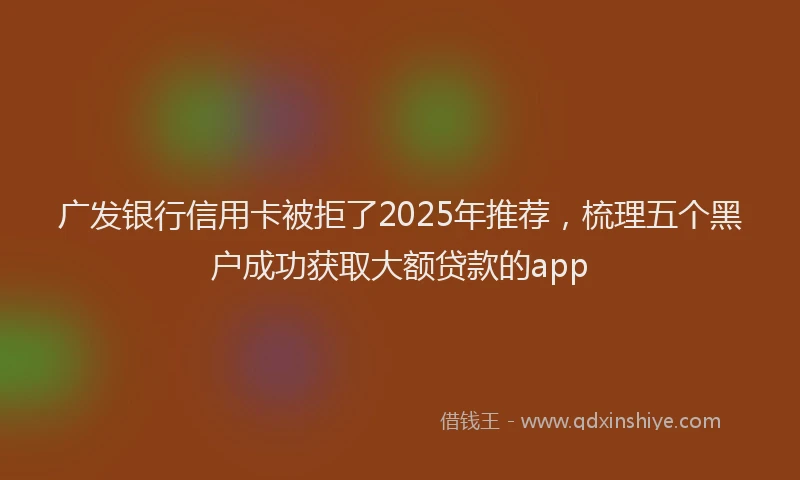 广发银行信用卡被拒了2025年推荐，梳理五个黑户成功获取大额贷款的app