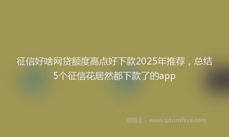 征信好啥网贷额度高点好下款2025年推荐，总结5个征信花居然都下款了的app
