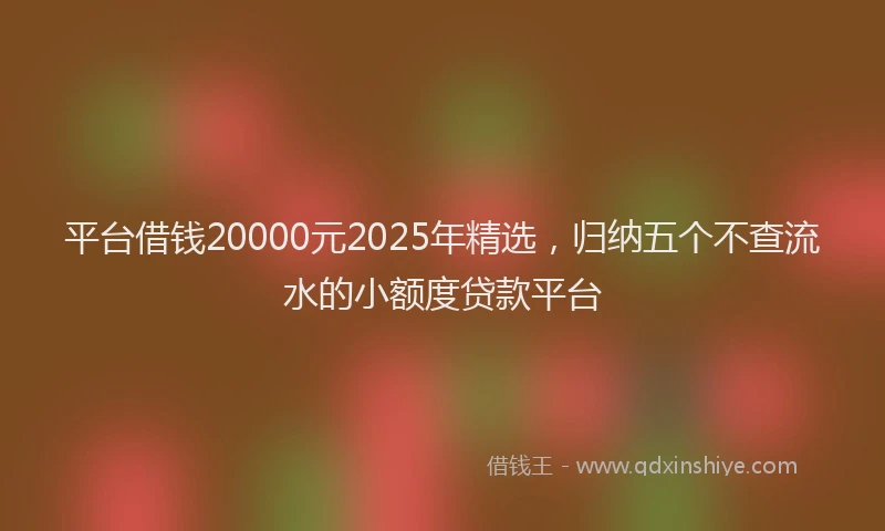 平台借钱20000元2025年精选，归纳五个不查流水的小额度贷款平台