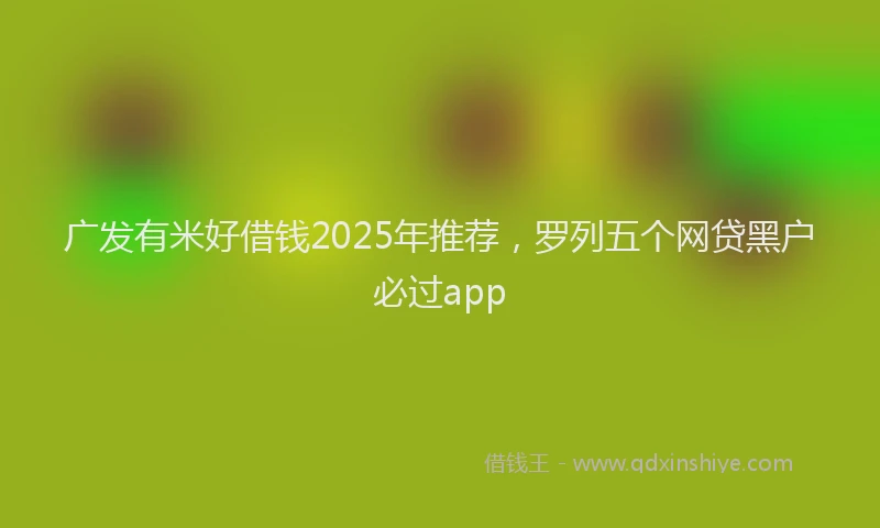 广发有米好借钱2025年推荐，罗列五个网贷黑户必过app