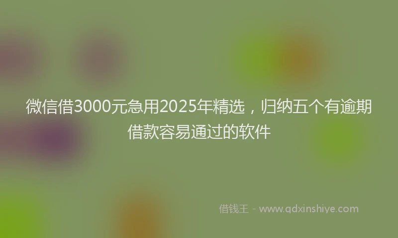 微信借3000元急用2025年精选，归纳五个有逾期借款容易通过的软件