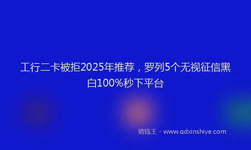 工行二卡被拒2025年推荐，罗列5个无视征信黑白100%秒下平台