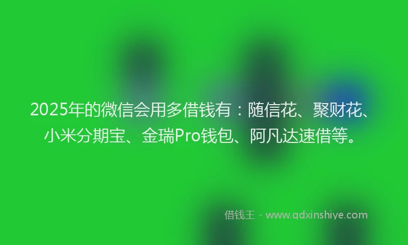 2025年的微信会用多借钱有：随信花、聚财花、小米分期宝、金瑞Pro钱包、阿凡达速借等。