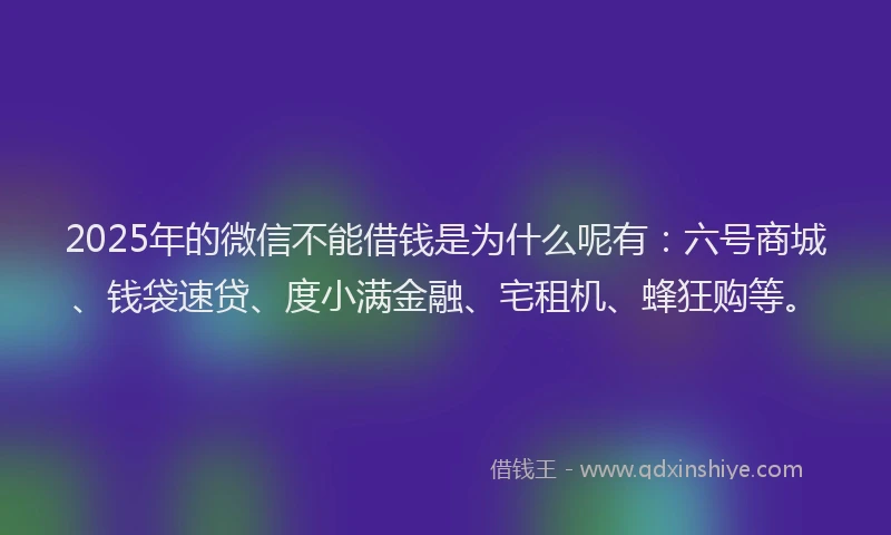 2025年的微信不能借钱是为什么呢有：六号商城、钱袋速贷、度小满金融、宅租机、蜂狂购等。