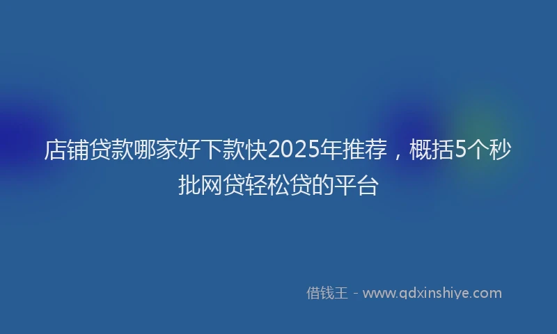 店铺贷款哪家好下款快2025年推荐，概括5个秒批网贷轻松贷的平台