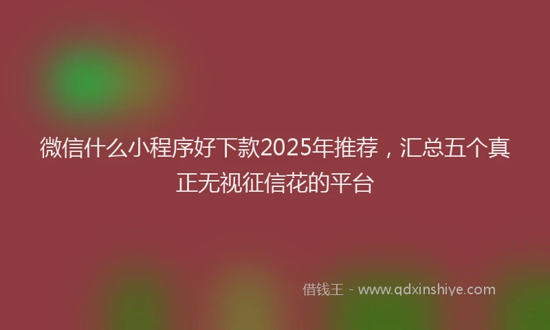 微信什么小程序好下款2025年推荐，汇总五个真正无视征信花的平台