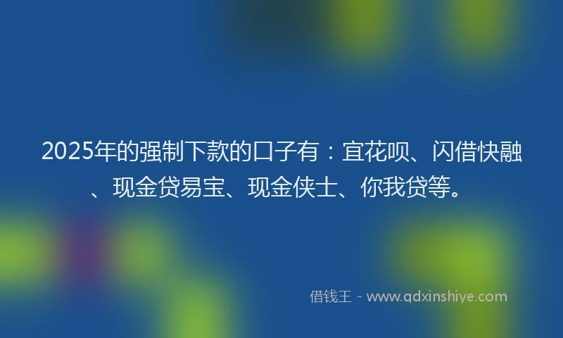2025年的强制下款的口子有：宜花呗、闪借快融、现金贷易宝、现金侠士、你我贷等。