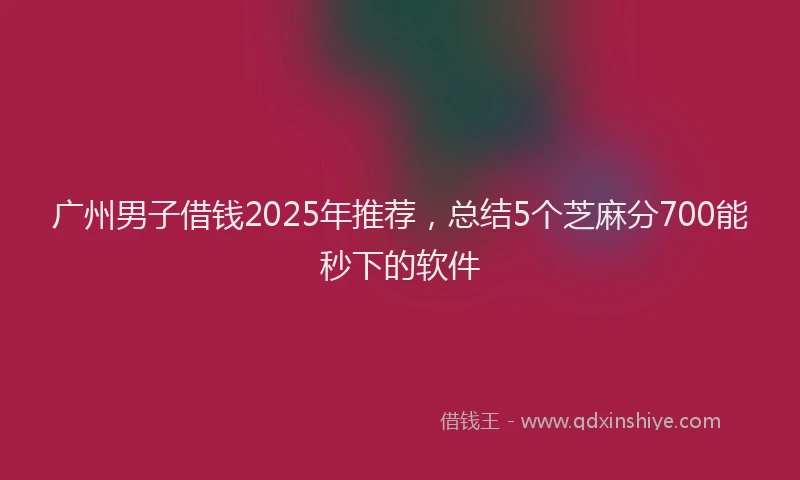 广州男子借钱2025年推荐，总结5个芝麻分700能秒下的软件