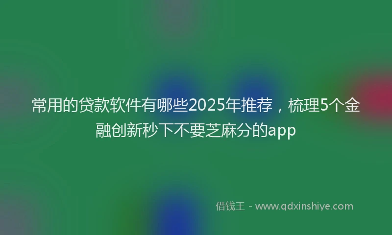 常用的贷款软件有哪些2025年推荐，梳理5个金融创新秒下不要芝麻分的app