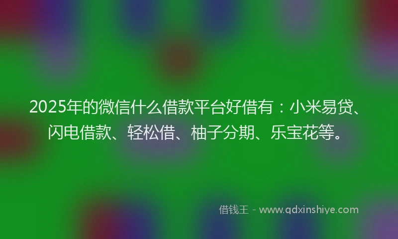 2025年的微信什么借款平台好借有：小米易贷、闪电借款、轻松借、柚子分期、乐宝花等。
