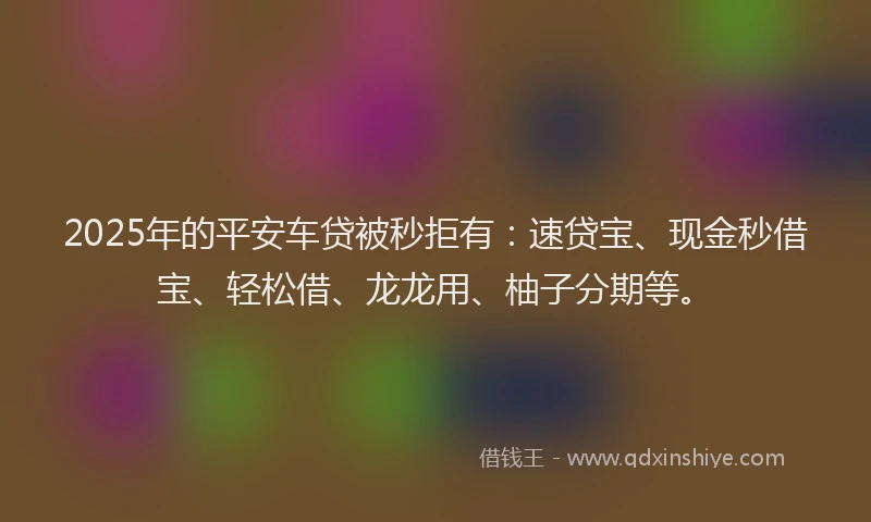 2025年的平安车贷被秒拒有：速贷宝、现金秒借宝、轻松借、龙龙用、柚子分期等。