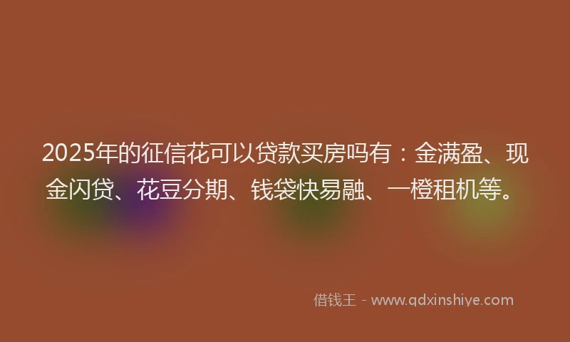 2025年的征信花可以贷款买房吗有：金满盈、现金闪贷、花豆分期、钱袋快易融、一橙租机等。
