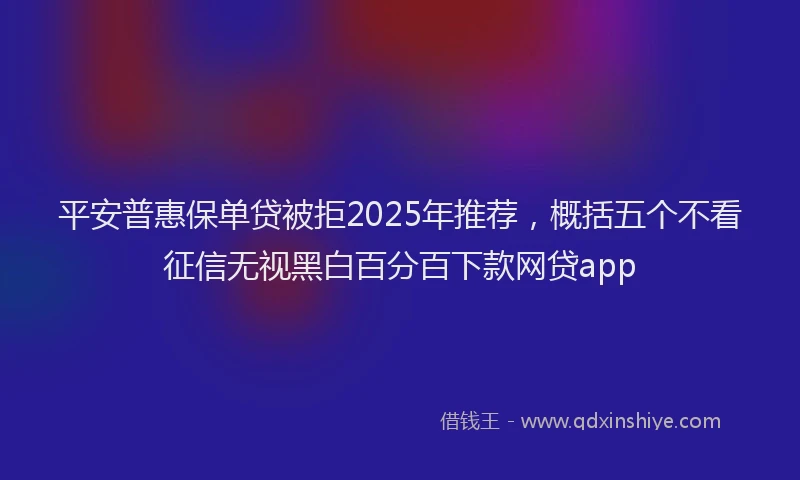 平安普惠保单贷被拒2025年推荐，概括五个不看征信无视黑白百分百下款网贷app