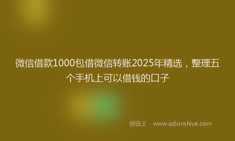 微信借款1000包借微信转账2025年精选，整理五个手机上可以借钱的口子