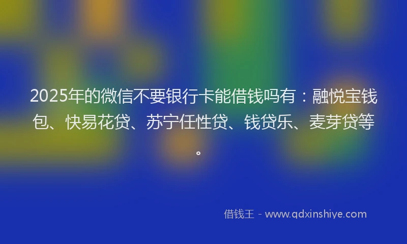 2025年的微信不要银行卡能借钱吗有：融悦宝钱包、快易花贷、苏宁任性贷、钱贷乐、麦芽贷等。