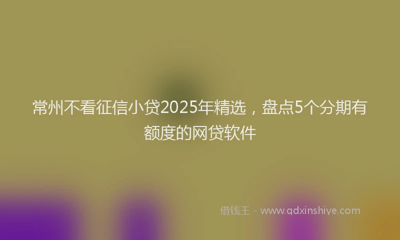 常州不看征信小贷2025年精选，盘点5个分期有额度的网贷软件