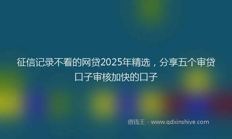 征信记录不看的网贷2025年精选，分享五个审贷口子审核加快的口子