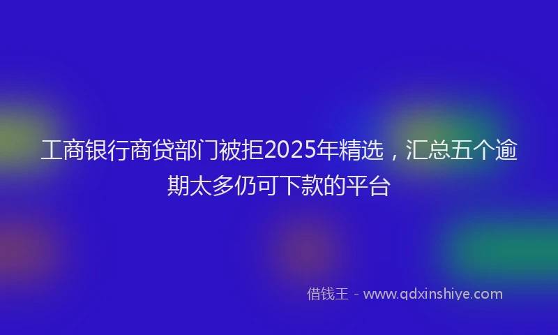 工商银行商贷部门被拒2025年精选，汇总五个逾期太多仍可下款的平台