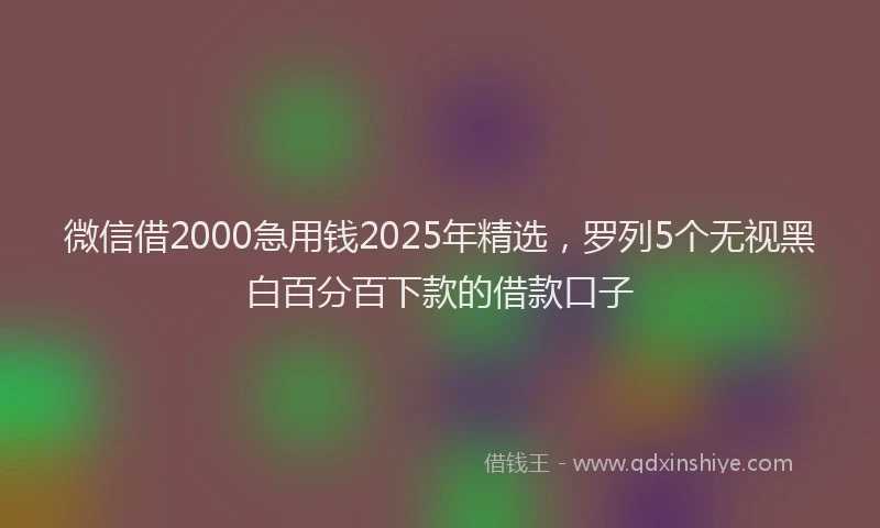 微信借2000急用钱2025年精选，罗列5个无视黑白百分百下款的借款口子