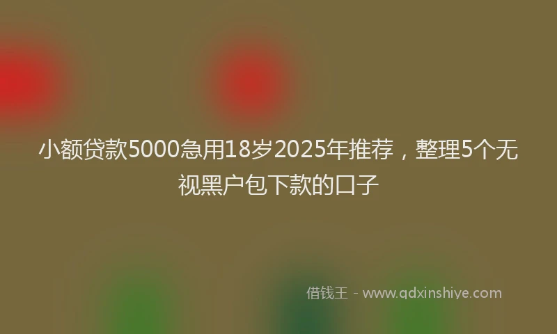 小额贷款5000急用18岁2025年推荐，整理5个无视黑户包下款的口子