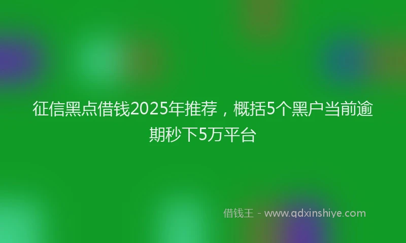 征信黑点借钱2025年推荐，概括5个黑户当前逾期秒下5万平台