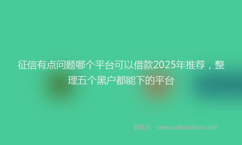 征信有点问题哪个平台可以借款2025年推荐，整理五个黑户都能下的平台