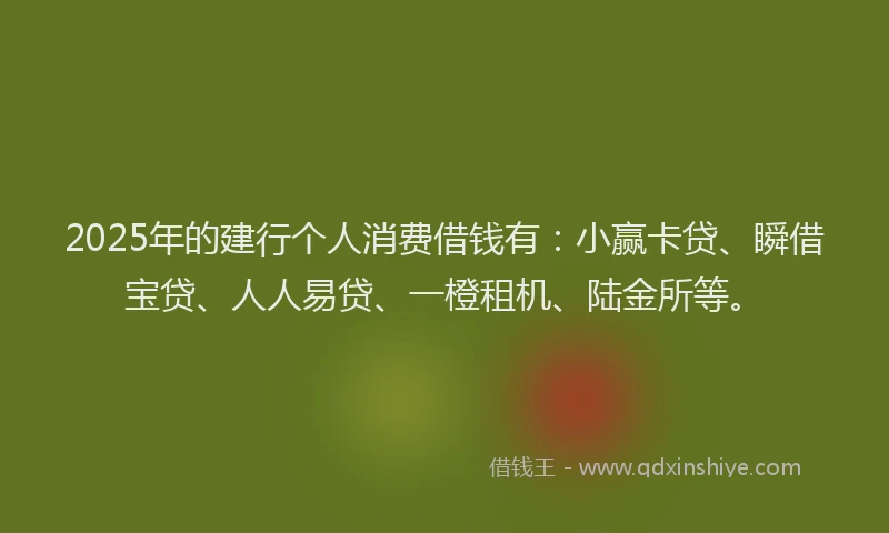 2025年的建行个人消费借钱有：小赢卡贷、瞬借宝贷、人人易贷、一橙租机、陆金所等。