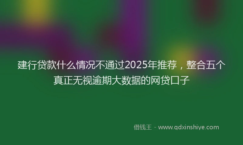 建行贷款什么情况不通过2025年推荐，整合五个真正无视逾期大数据的网贷口子