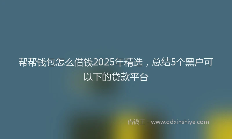 帮帮钱包怎么借钱2025年精选，总结5个黑户可以下的贷款平台