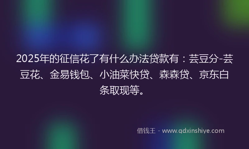 2025年的征信花了有什么办法贷款有：芸豆分-芸豆花、金易钱包、小油菜快贷、森森贷、京东白条取现等。