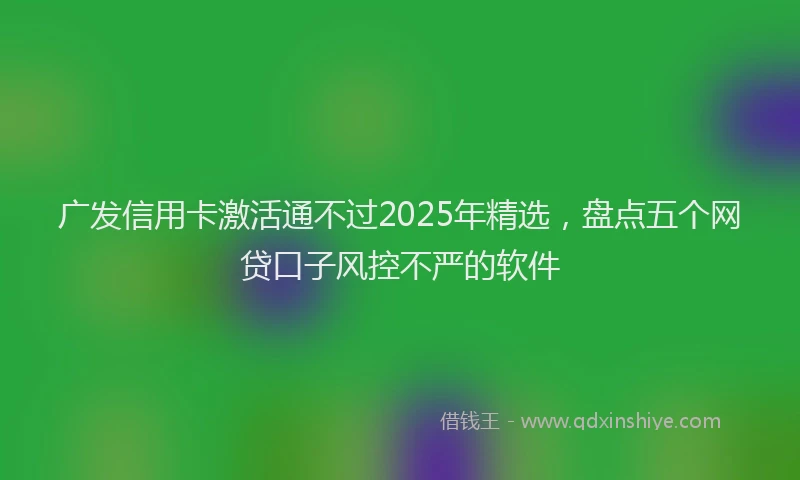 广发信用卡激活通不过2025年精选，盘点五个网贷口子风控不严的软件