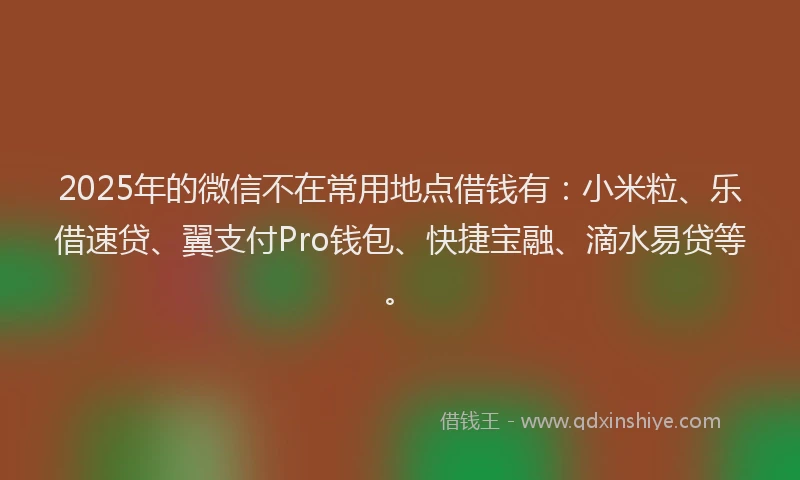 2025年的微信不在常用地点借钱有：小米粒、乐借速贷、翼支付Pro钱包、快捷宝融、滴水易贷等。